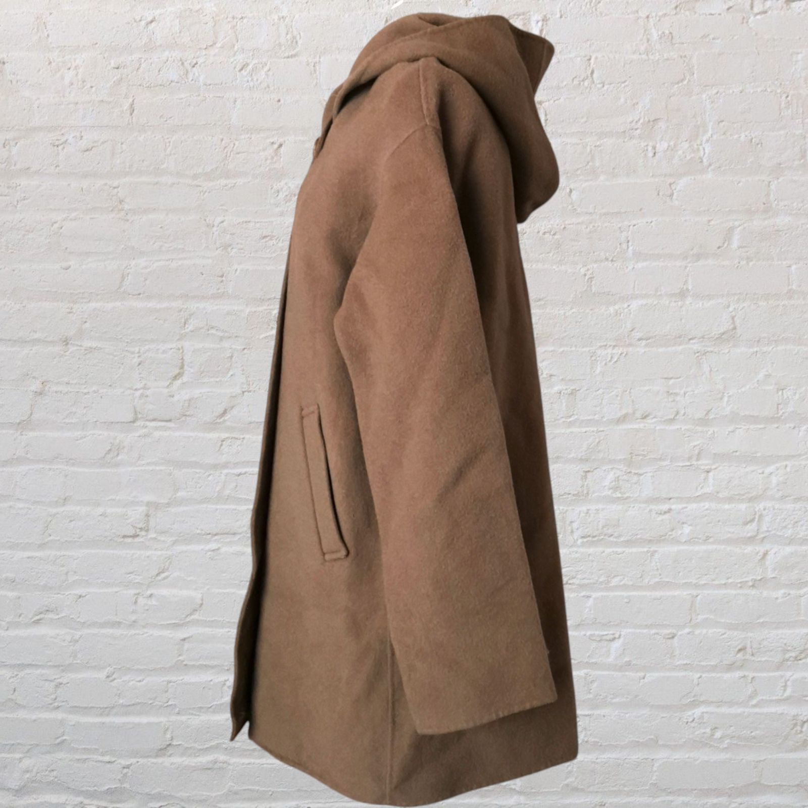 Whim Gazette ウィムガゼット フード付きウールコート キャメル - メルカリ