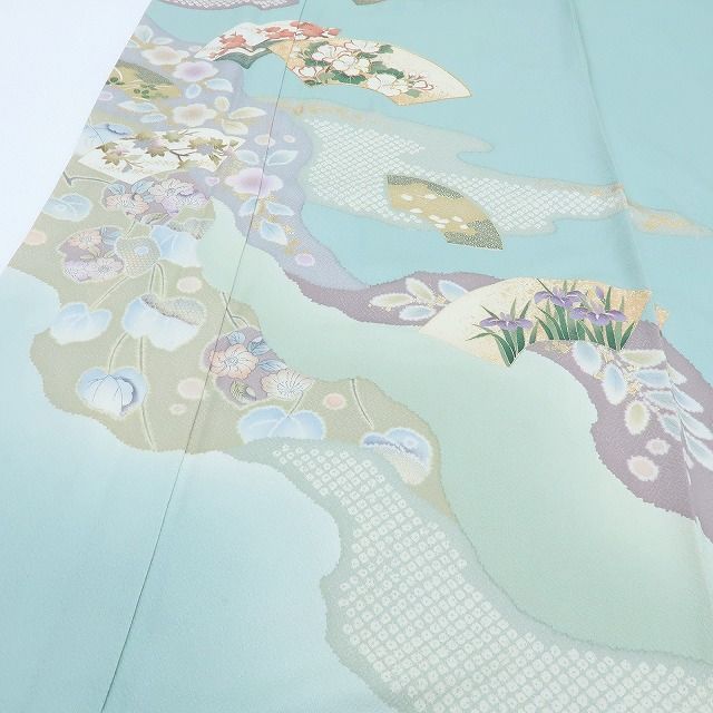 百華❀Y4082◇美品 正絹 金駒刺繡 手縫い仕立て ゆったりサイズ 訪問着