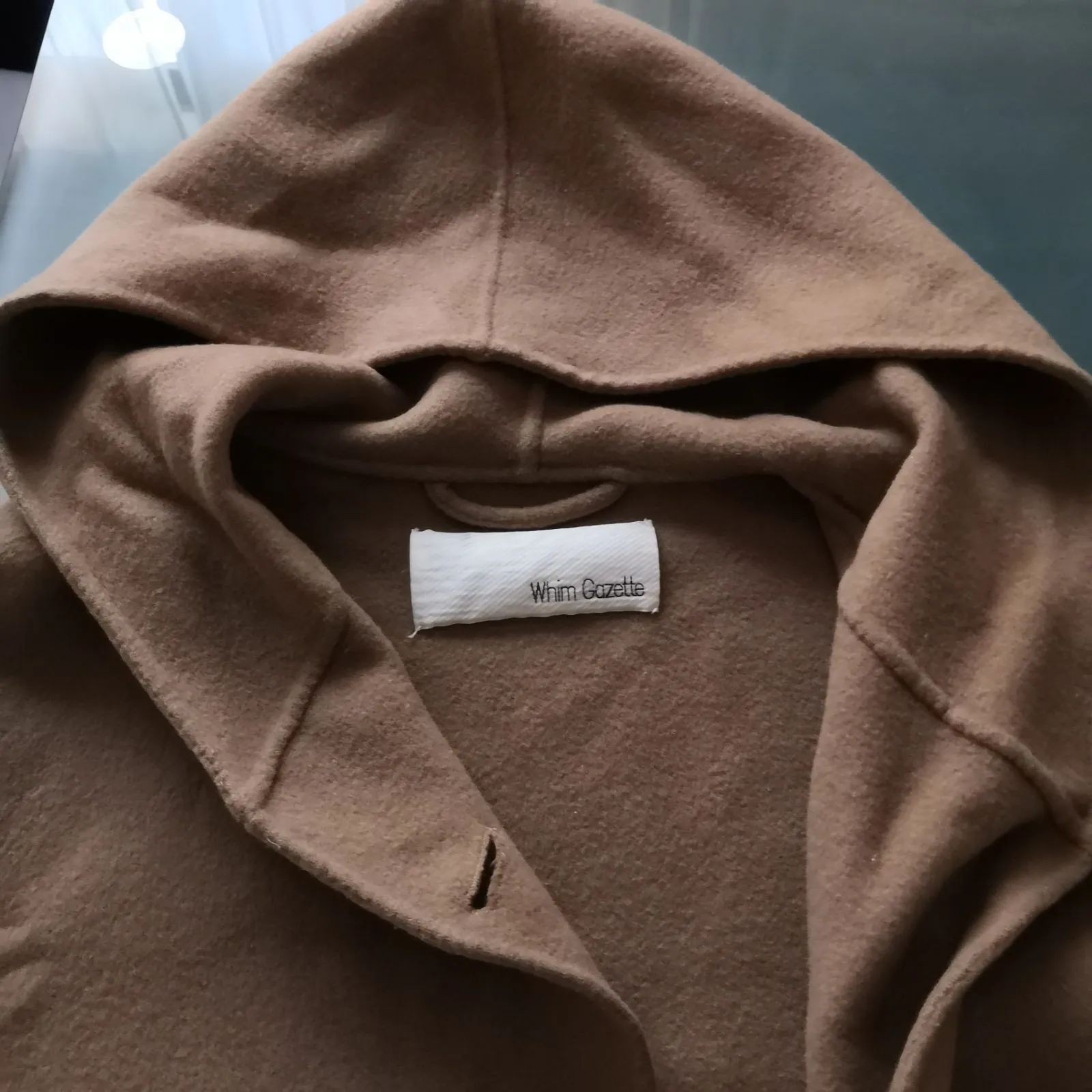 Whim Gazette ウィムガゼット フード付きウールコート キャメル - メルカリ