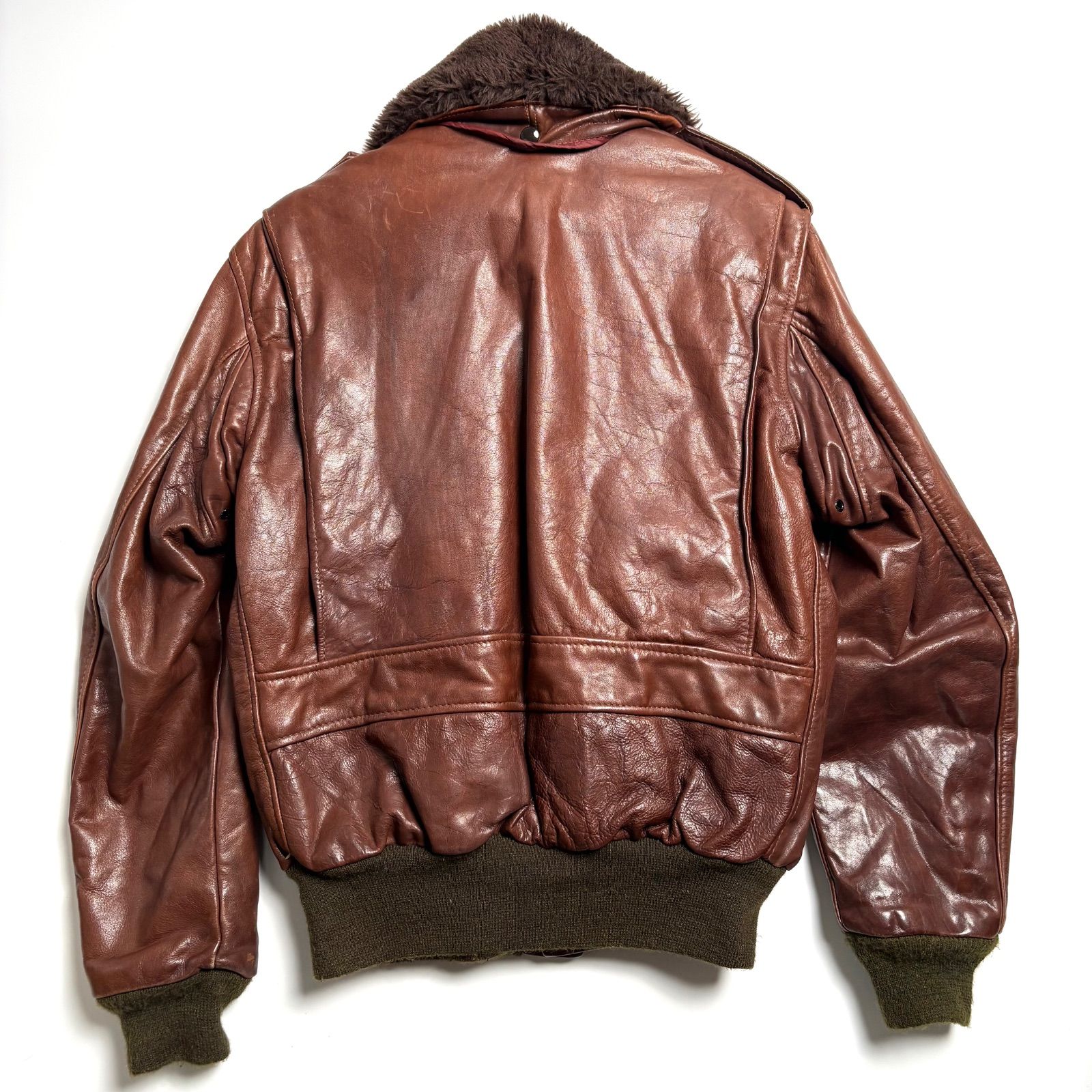 米国製】Schott レザージャケット 茶 40 フライトジャケット 184SM 本