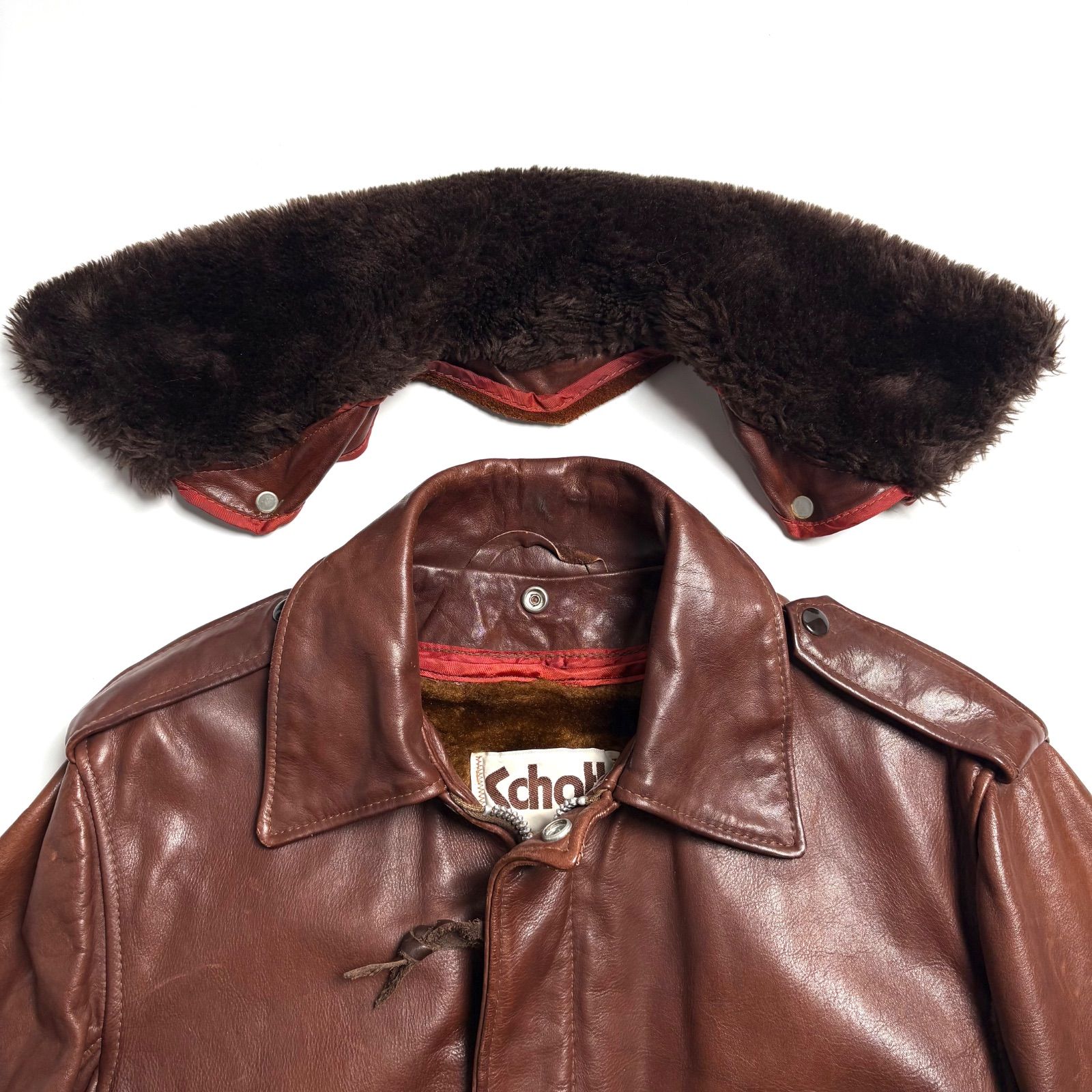 米国製】Schott レザージャケット 茶 40 フライトジャケット 184SM 本