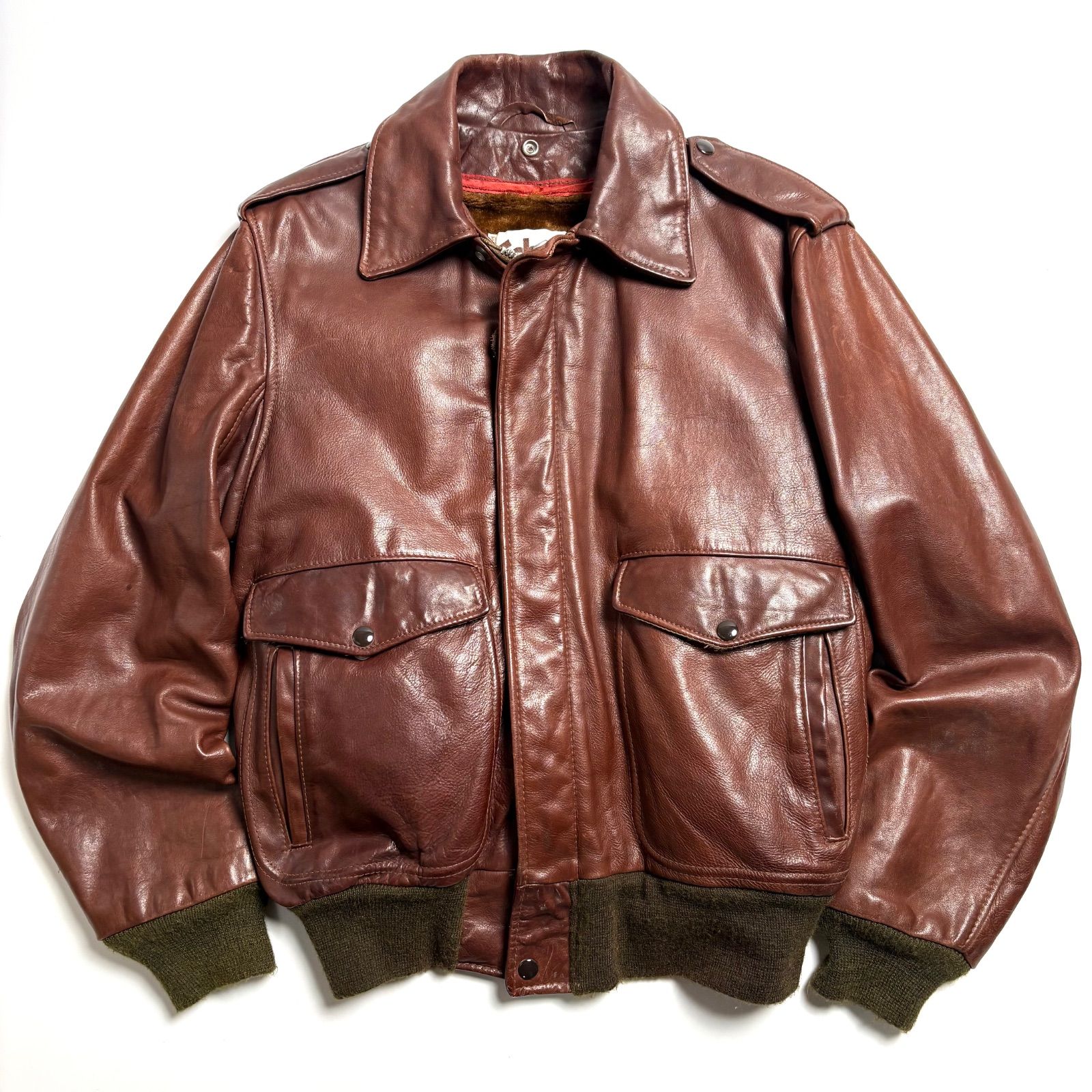 人気✨schott レザージャケット　A-2 フライト　本革　40 USA製　茶 Schott N.Y.C（ショット） SCHOTT 184SM A-2 レザーフライトジャケット