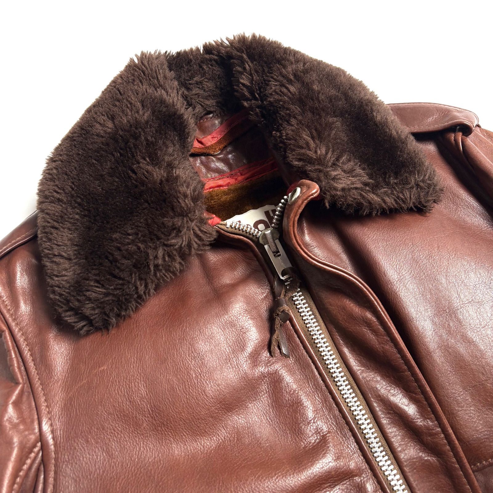 米国製】Schott レザージャケット 茶 40 フライトジャケット 184SM 本