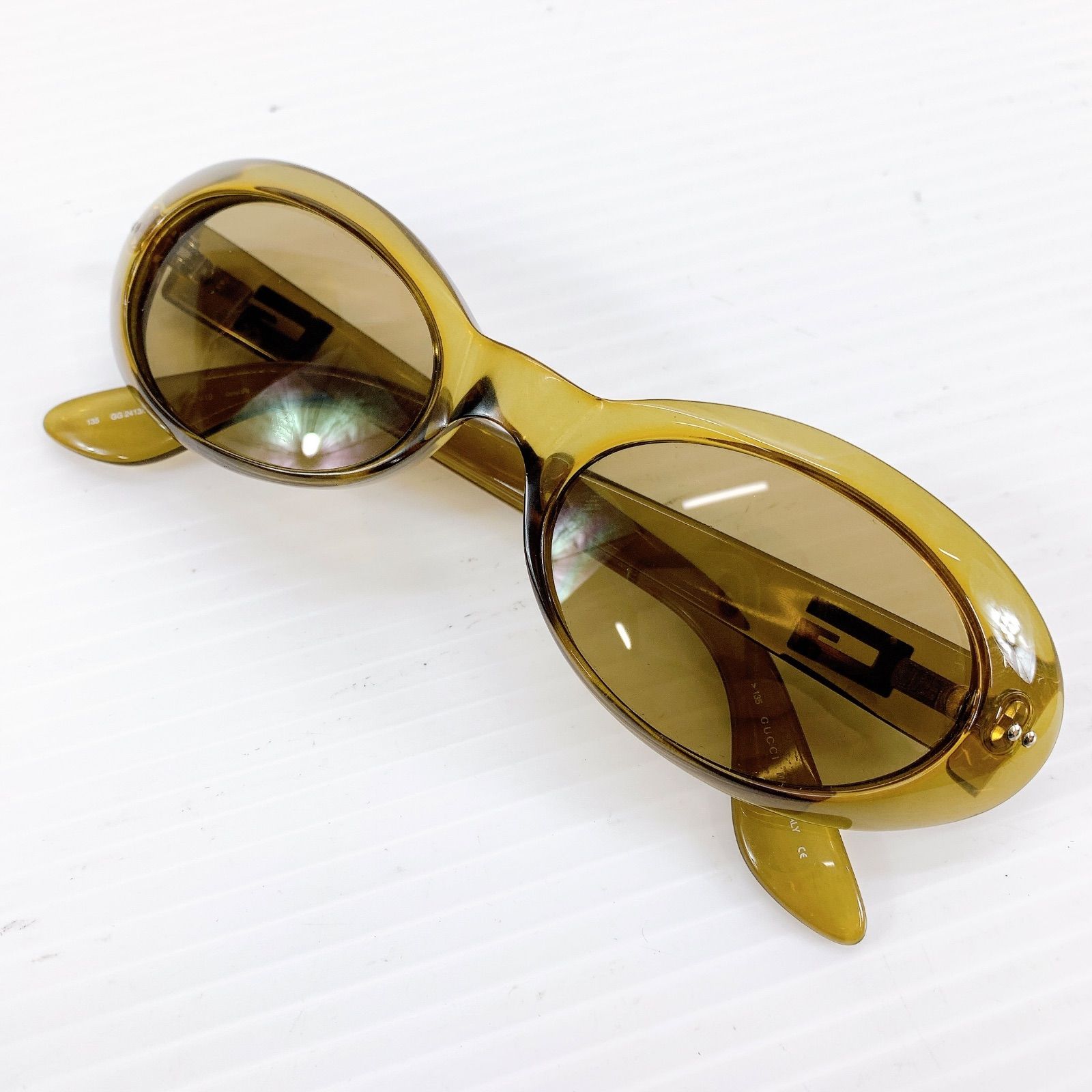 Y 409 GUCCI グッチ サングラス GG 2413 N S K 02 ブラウン 度なし オーバル型 UVカット アイウェア