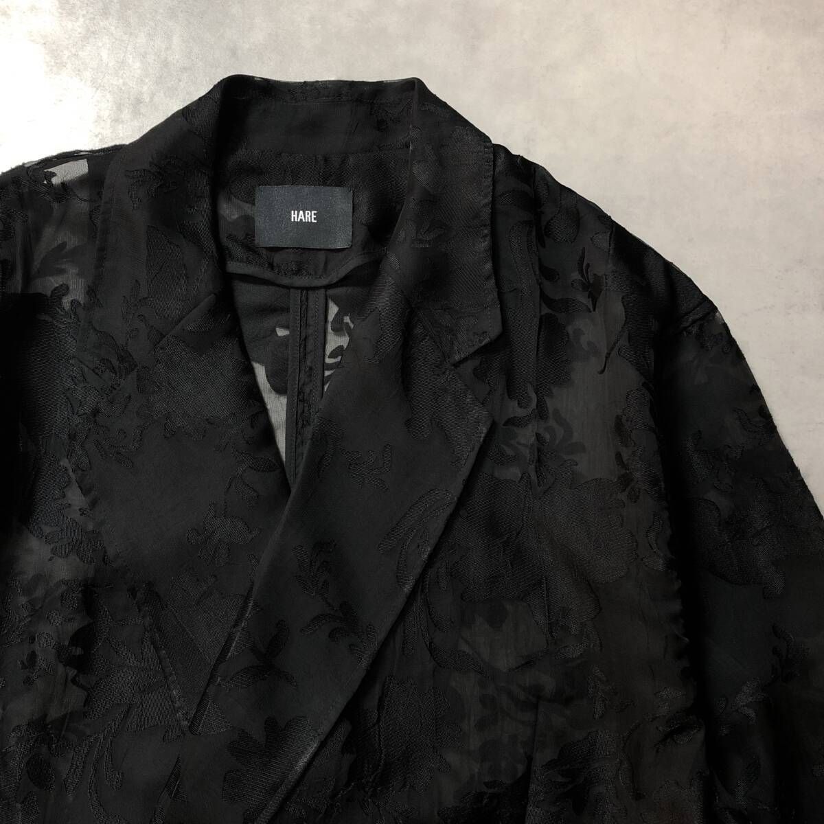 WQ909○HARE：flowerレースジャケット ○F○ 黒 シースルー シアー
