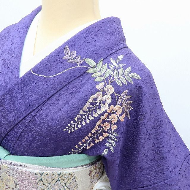 百華❀Y4083◇正絹 やまと誂製 金駒刺繡 藤 訪問着 着物 単品 - メルカリ