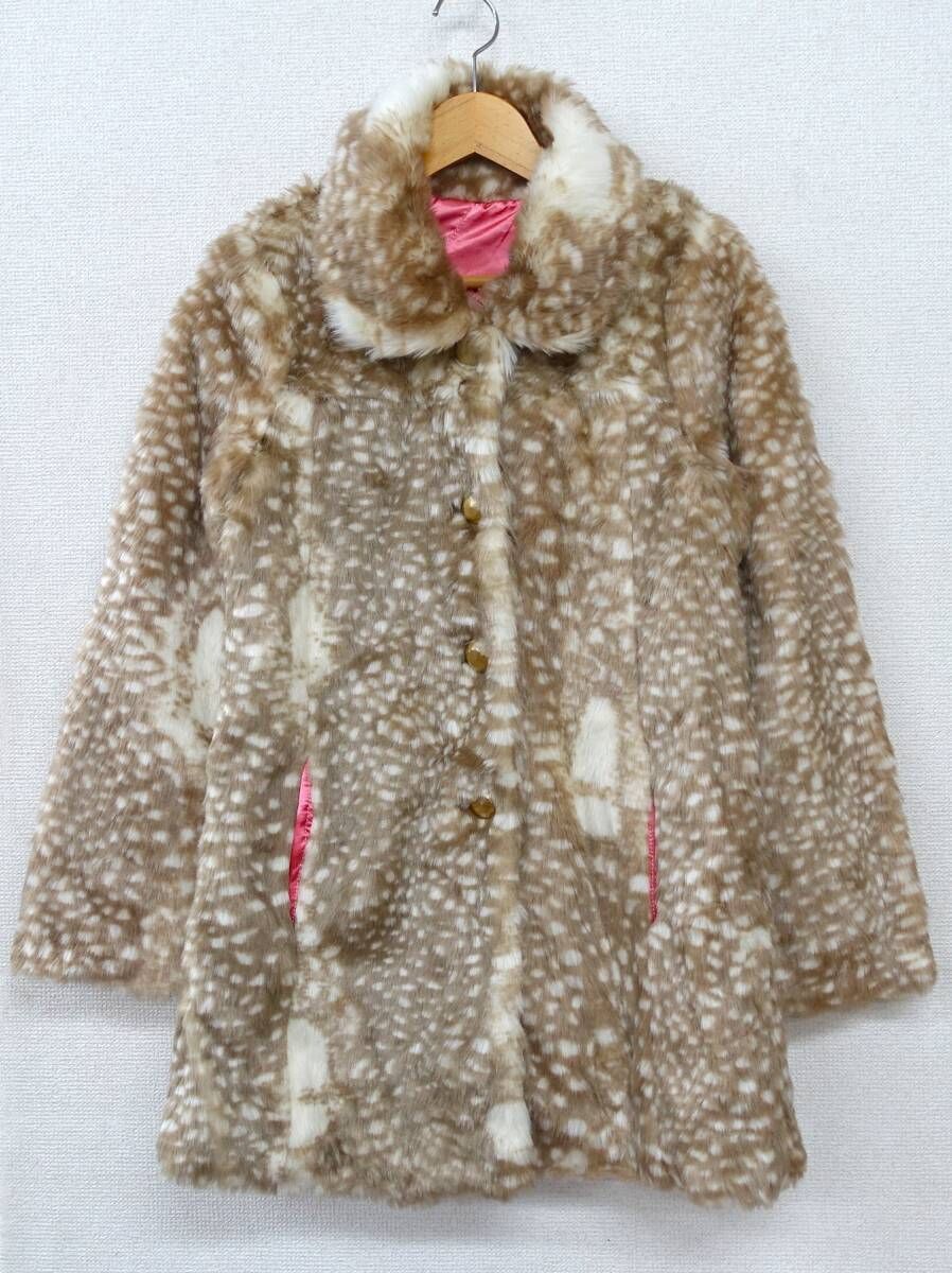 新品未使用タグ付き　スカラップファーコート　ミリオンカラッツ　ベージュ MILLION CARATS バンビ柄 ファーコート F サイズ ミリオンカラッツ