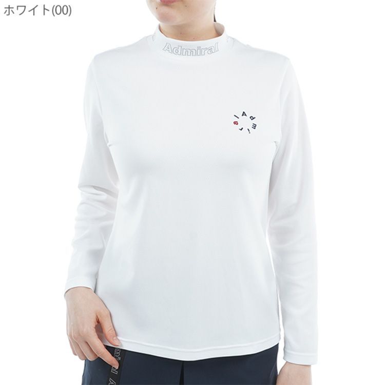 アドミラルゴルフ シャツ モックシャツ レディース 長袖 モックネック カラタッチ 吸水速乾 UVカット ゴルフウェア ブランド ロゴ 無地 春 秋 冬 ADLA 554 Admiral golf