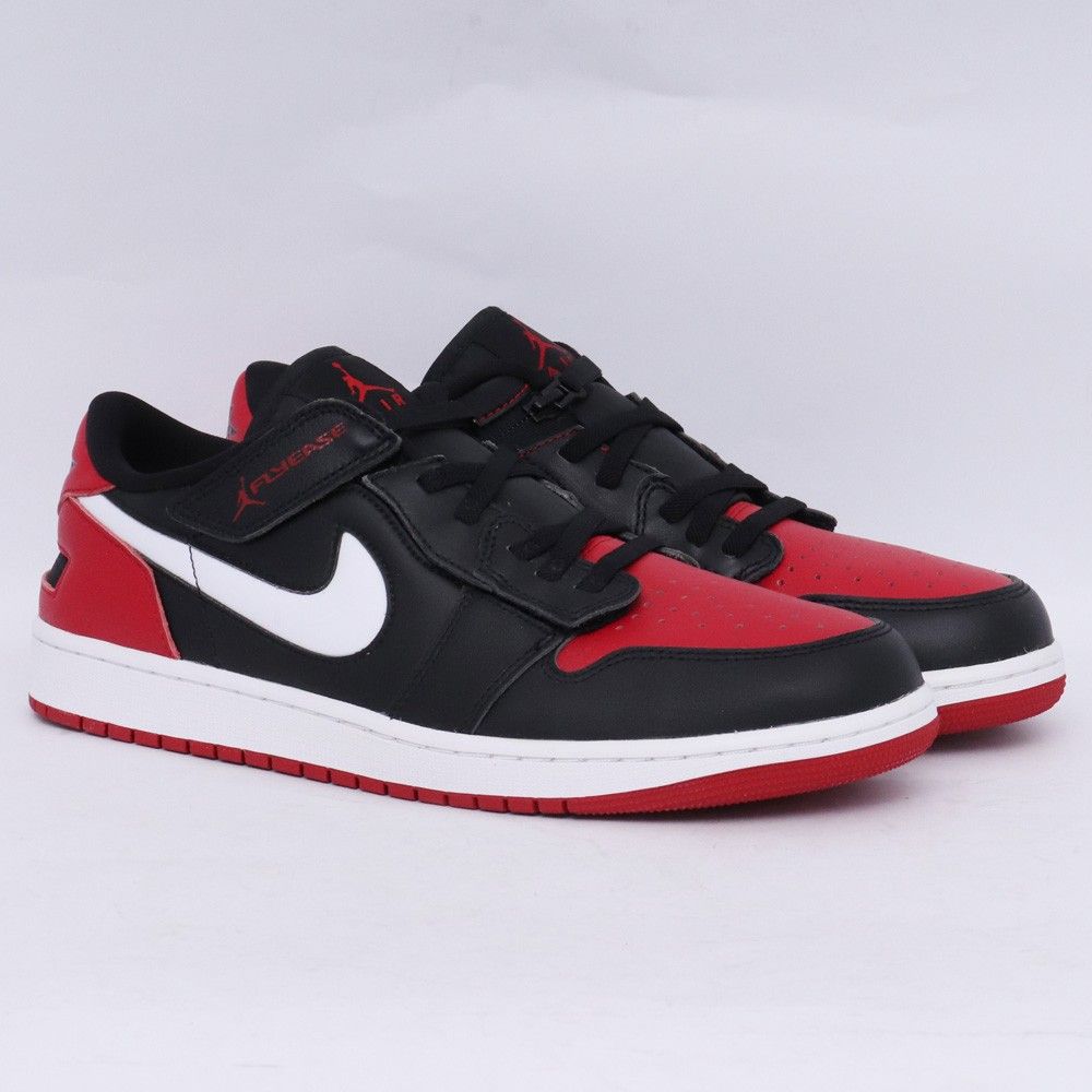 30cm NIKE Air Jordan 1 Low Flyease Black/White/Gym Red DM1206-066