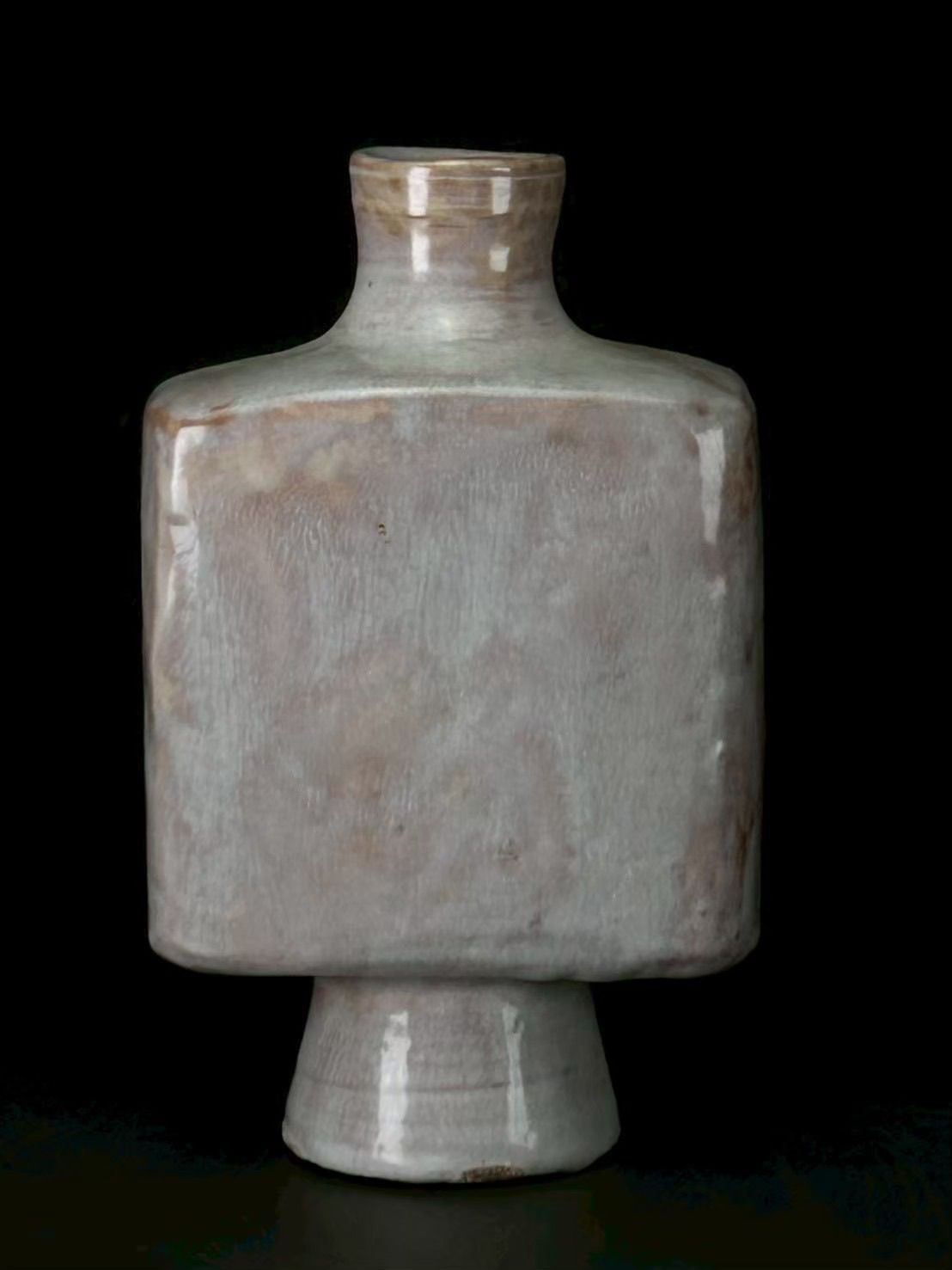 幽玄 三吾造 白釉 角扁壺 共箱 壺 花入れ 陶器 陶芸