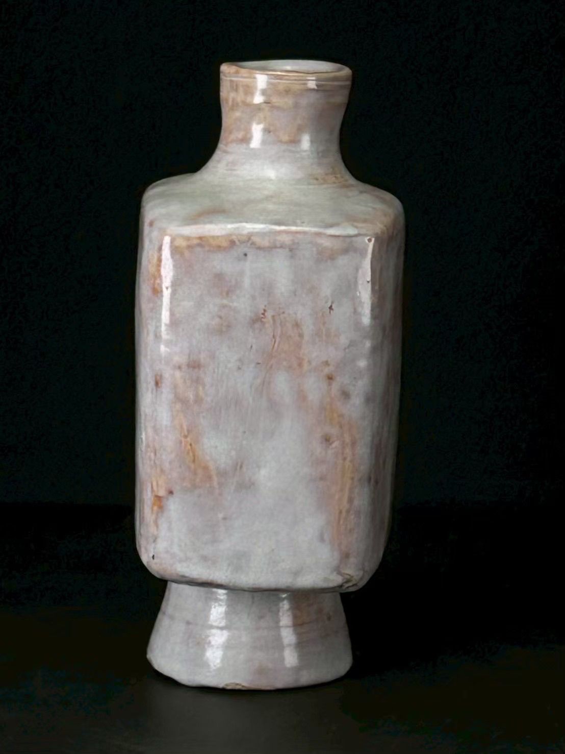 幽玄 三吾造 白釉 角扁壺 共箱 壺 花入れ 陶器 陶芸