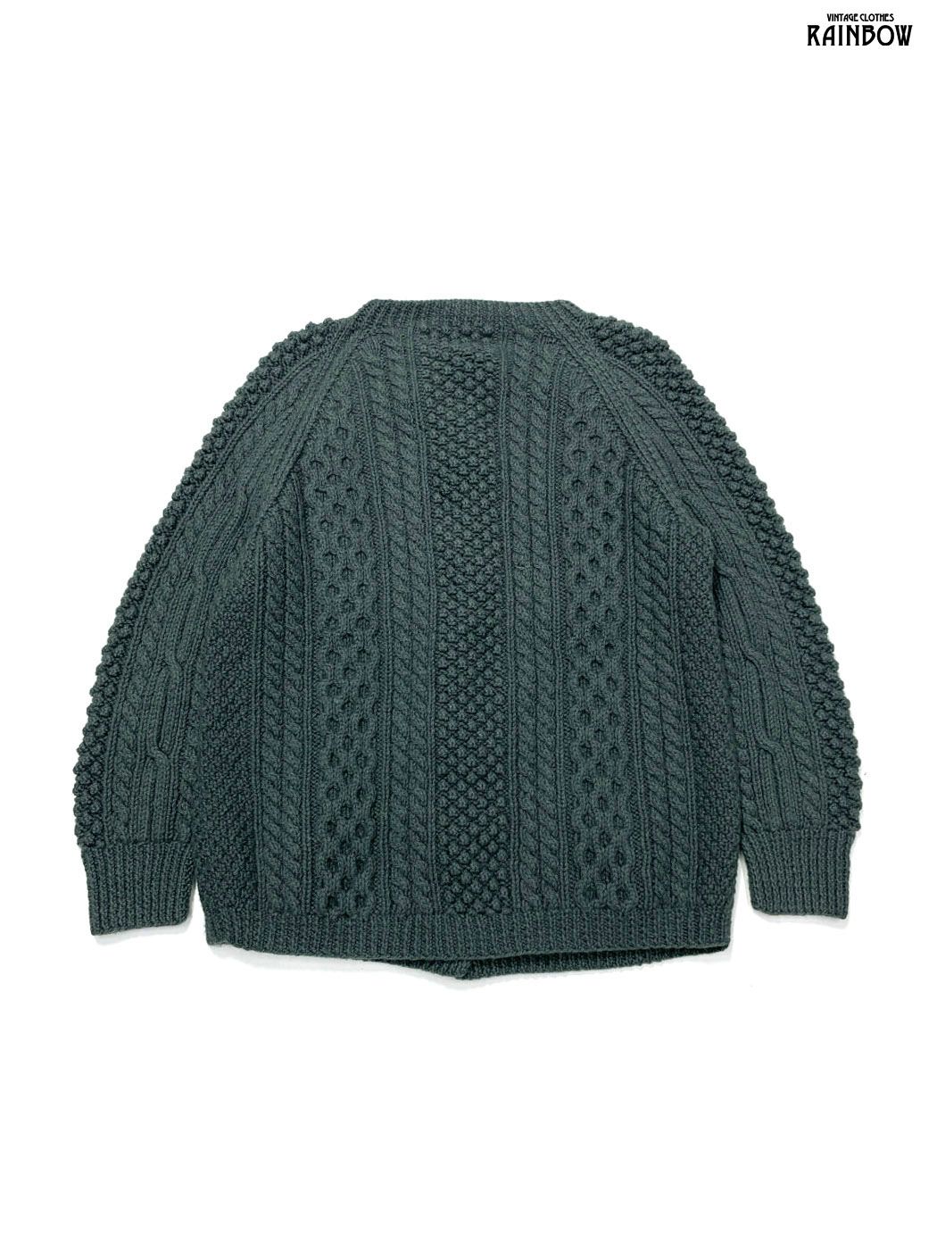 古着 購入 ケーブル編み 無地 ピュアウール 長袖 ニット カーディガン