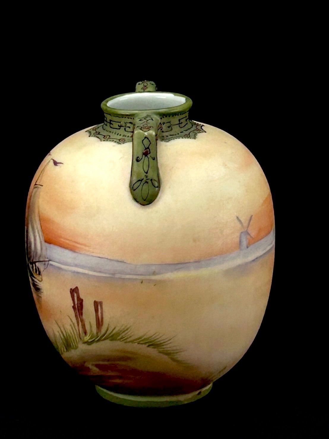 幽玄 Noritake ノリタケ 湖水の帆船 陶器 花瓶