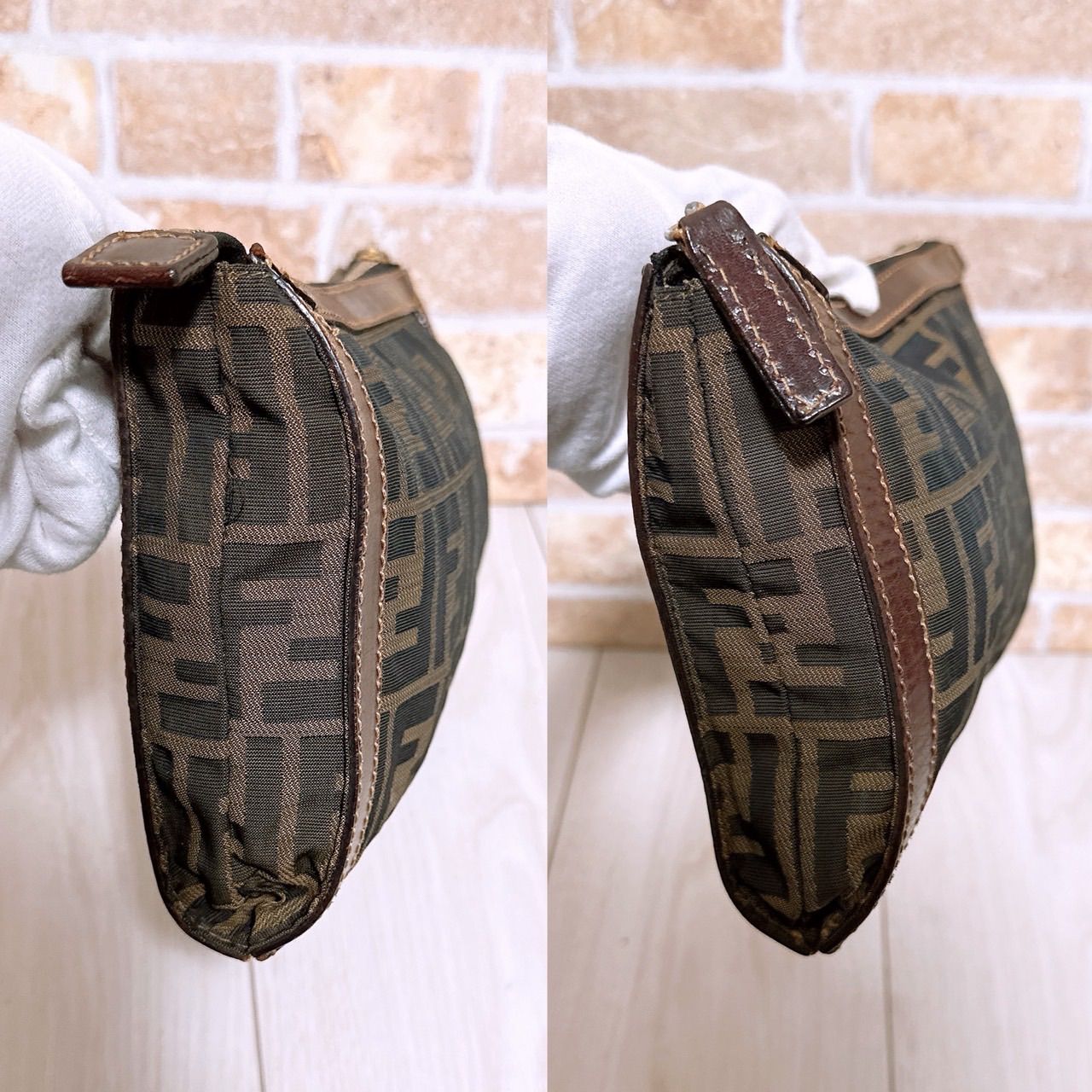 美品) FENDI(フェンディ)ポーチ ナイロン ズッカ柄 - メルカリ