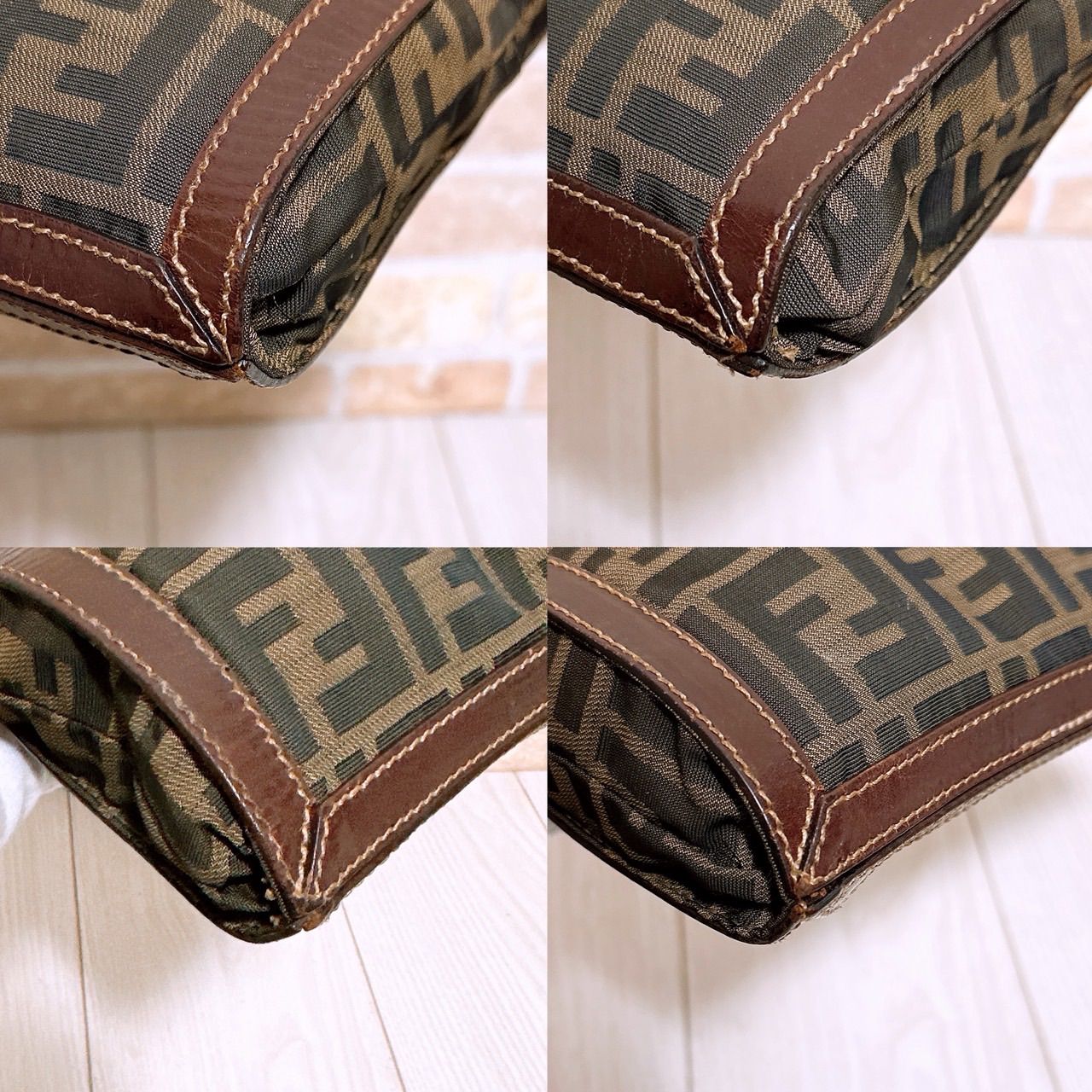 美品) FENDI(フェンディ)ポーチ ナイロン ズッカ柄 - メルカリ