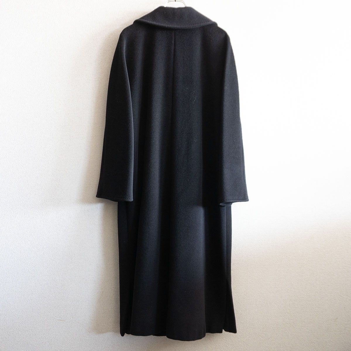【高級】MAXMARA マックスマーラ　ロングコート　カシミヤ　ラマウール　黒 最高級】 MAX MARA【カシミヤブレンドウール ロングコート】40