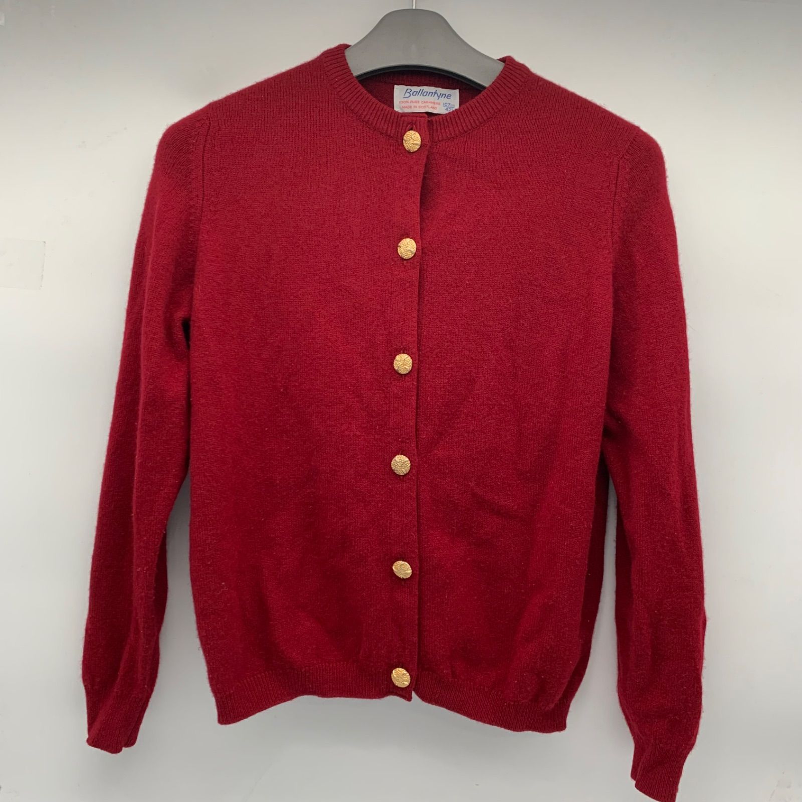 バランタイン　カシミア100%　カーディガン　BALLANTYNE 美品 バランタイン カシミヤ100 金ボタン カーディガン 42 ブラック