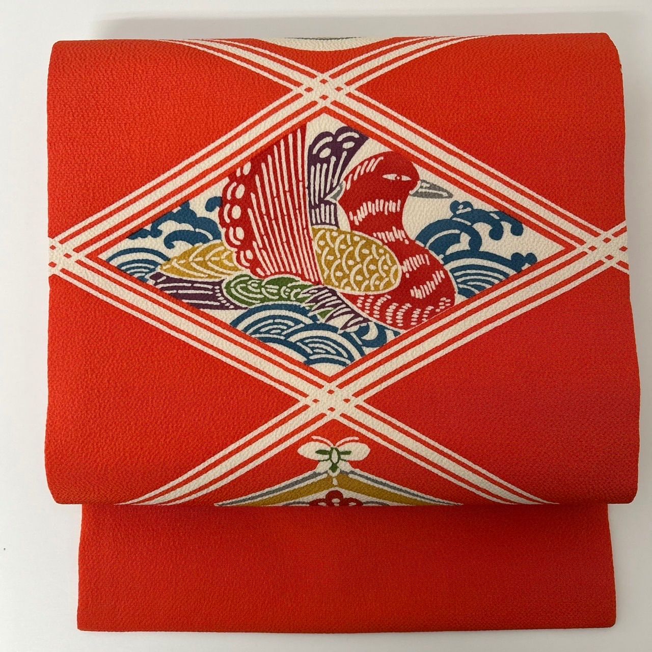 名古屋帯 紅型 型染 縮緬 素敵な染め 九寸 正絹 着物 MA-1681 - メルカリ