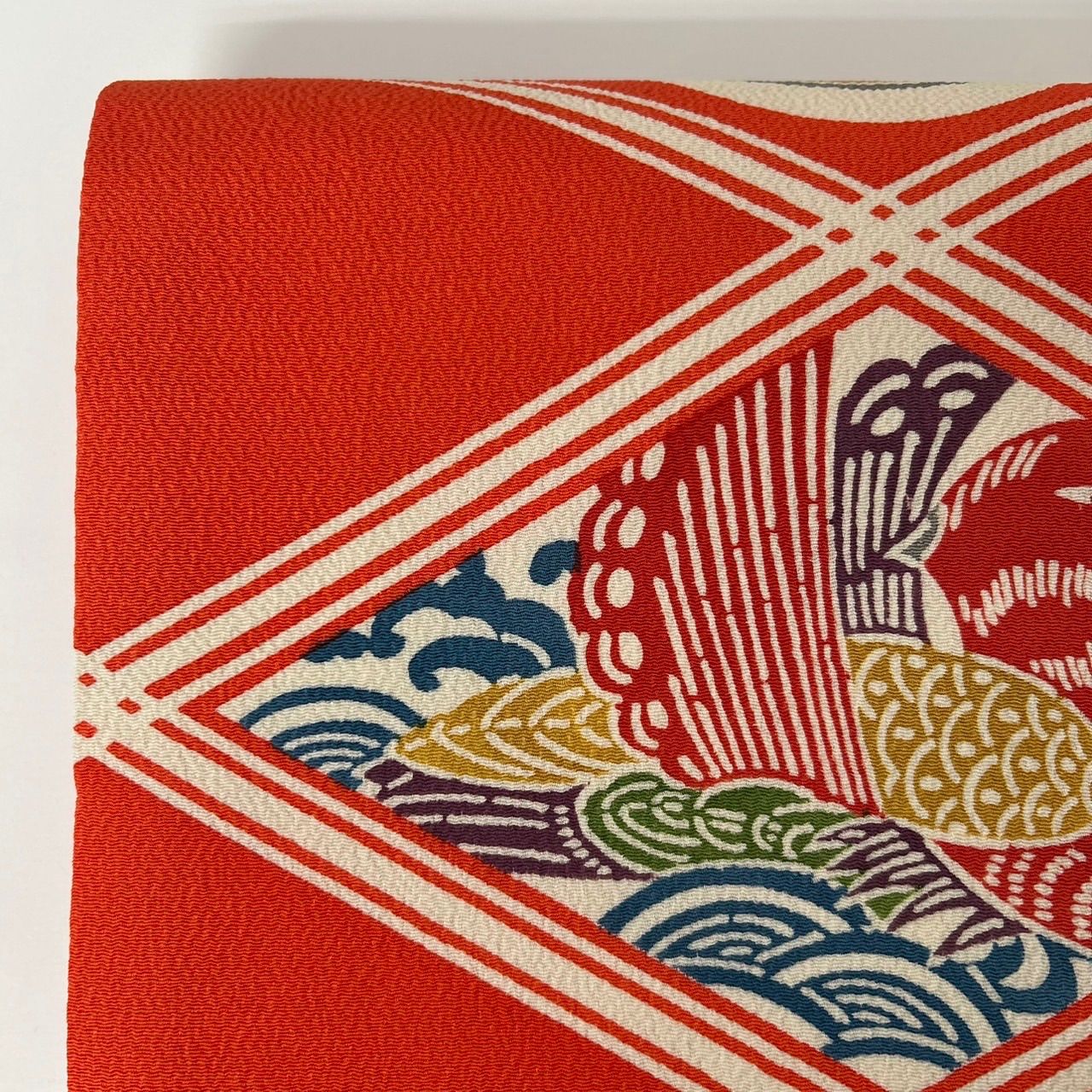 本日目玉！ 正絹 縮緬 紅型染め 名古屋帯 名古屋帯 紅型 型染 縮緬 素敵な染め 九寸 正絹 着物 MA-1681 - メルカリ