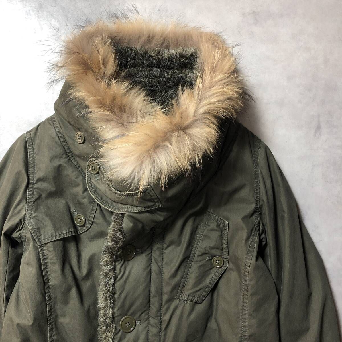 JOHNBULLモッズコート WQ910○Johnbull ：モッズコート ○Ⅿ○ カーキ系 ファー付き