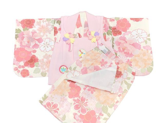 ピンクｘクリーム 桜と牡丹