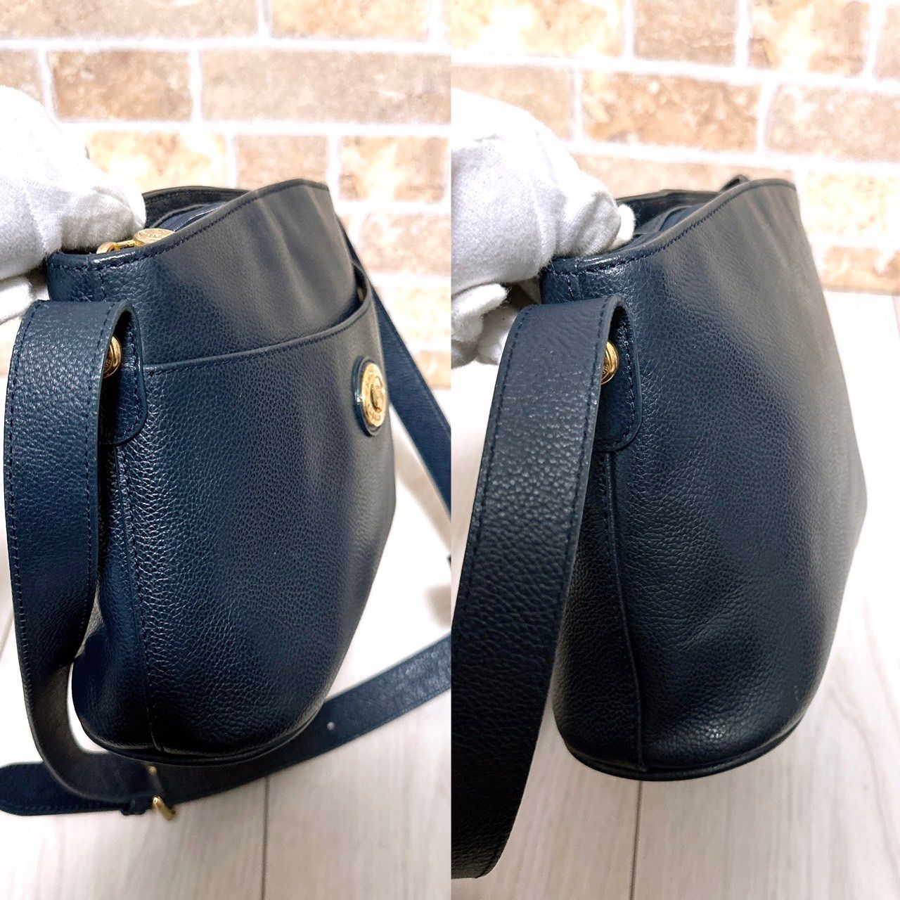 美品)Burberrys (バーバリー)ショルダーバッグ レザー ネイビー - メルカリ