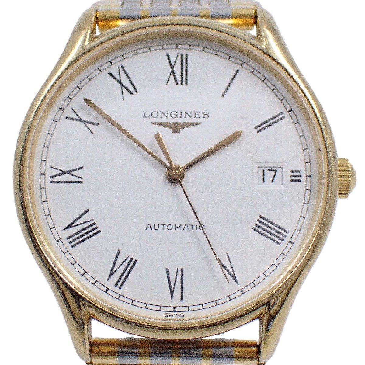 ロンジン Lyre リール 自動巻き メンズ 腕時計 コンビ 白文字盤 社外ベルト L 4 760 2