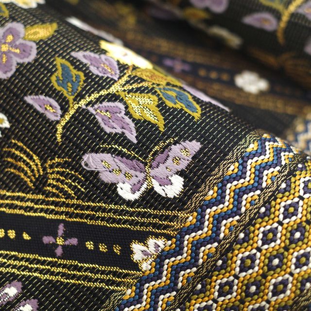 中古】 誉田屋源兵衛 袋帯 リサイクル フォーマル 正絹 金糸 黒 金