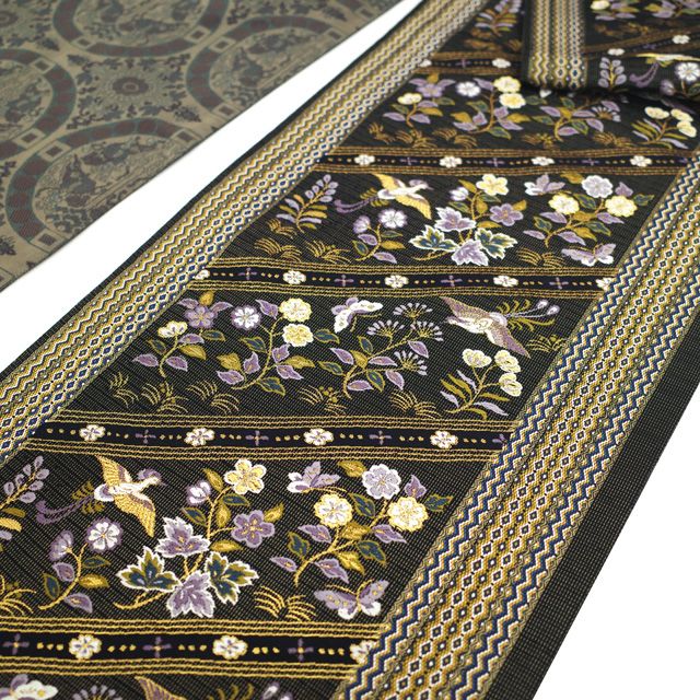 中古】 誉田屋源兵衛 袋帯 リサイクル フォーマル 正絹 金糸 黒 金