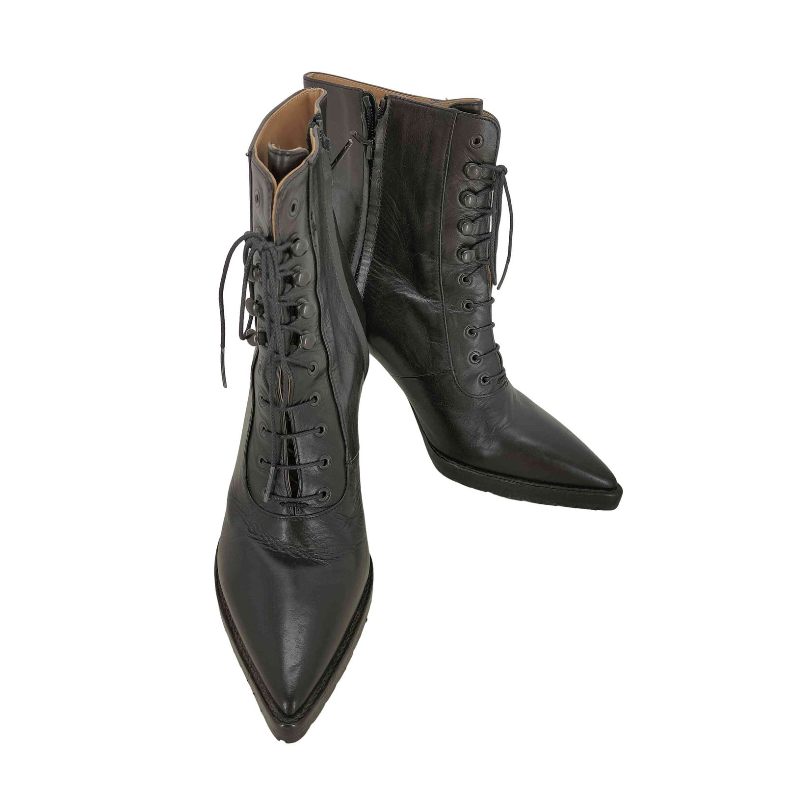 ジョンローレンスサリバン JOHN レースアップ レザーヒールブーツ レディース 25