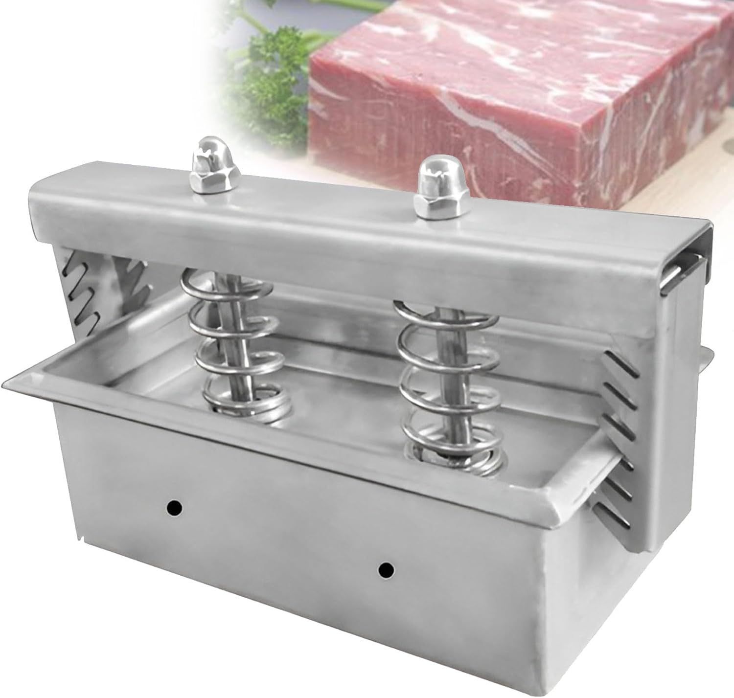 推薦 肉プレスツール成形ツール 圧縮スプリング付きステンレス鋼肉プレス金型 詰め物 ハンバーガー スライダー バーベキュー グリル 牛肉用の牛肉ブロック作成ボックス 1.5 kg