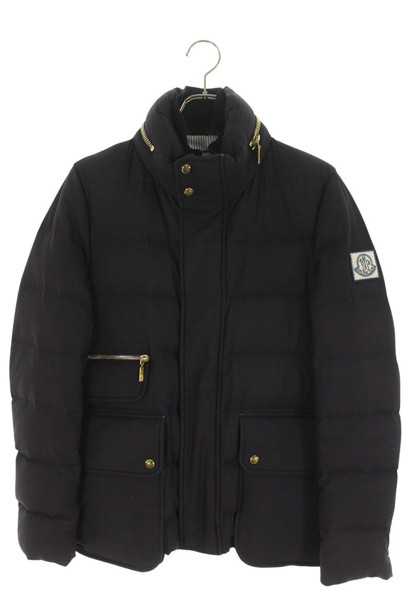モンクレールガムブルー ウールジップアップジャケットブルゾン メンズ