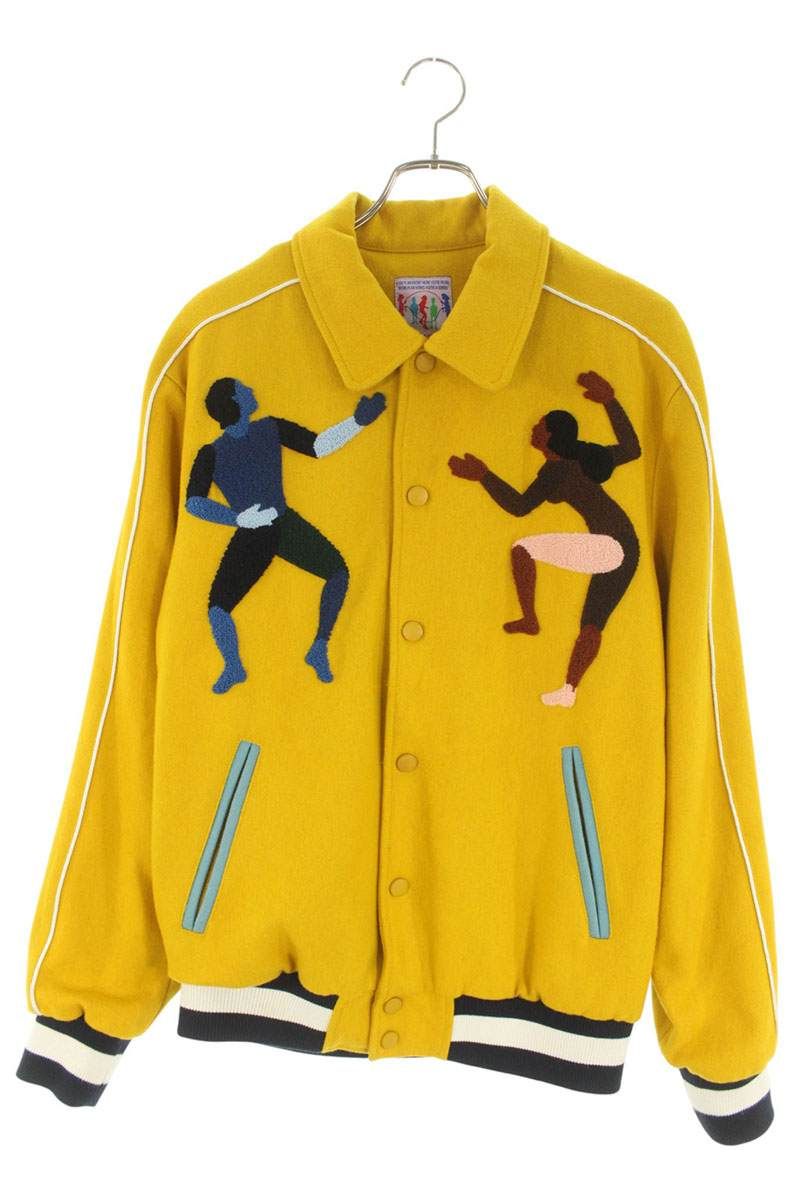 キッドスーパー DISCO刺繍ウールヴァーシティブルゾン メンズ L