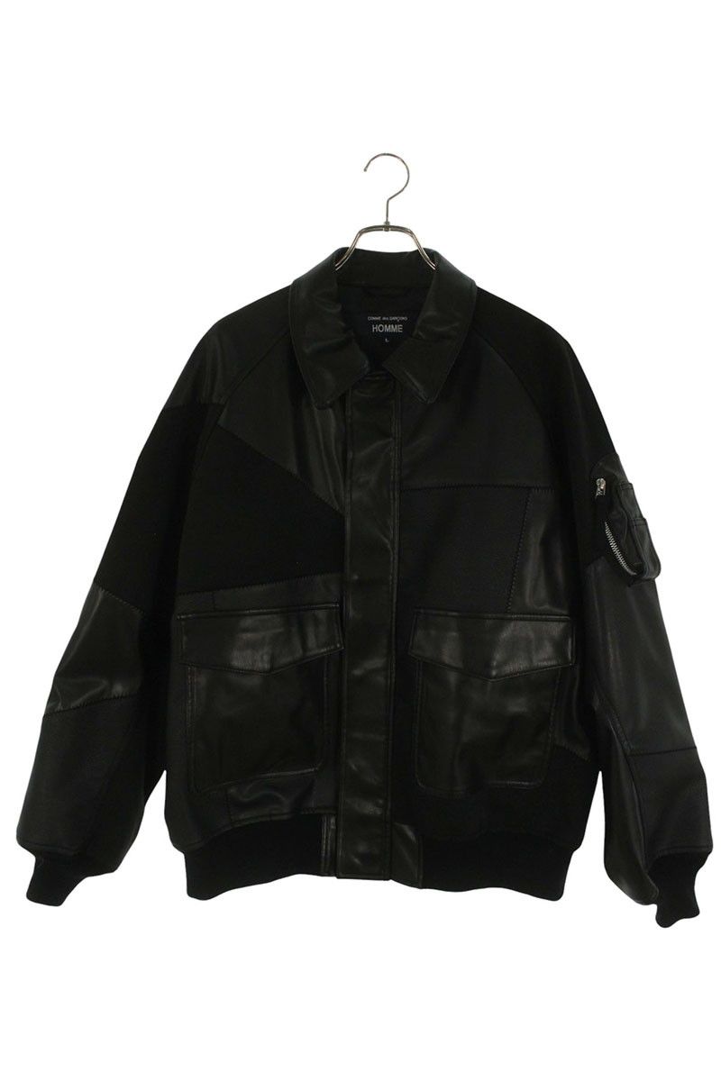 コムデギャルソンオム HP-J 011-051-1-4 フェイクレザー切り替えブルゾン メンズ L