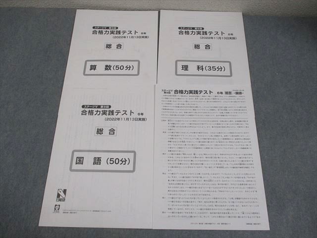 日能研 小6 ステージV 第9回 合格力実践テスト 2022年11月実施 総合