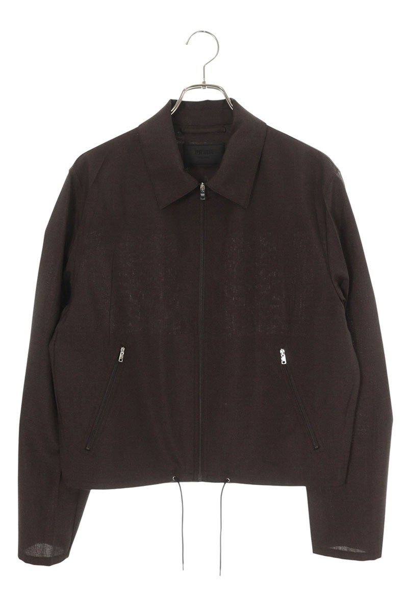 プラダ Wool blouson jacket SGC 873 S 000 1 CMV バックロゴワッペンモヘア混シルクジップアップブルゾン メンズ 46