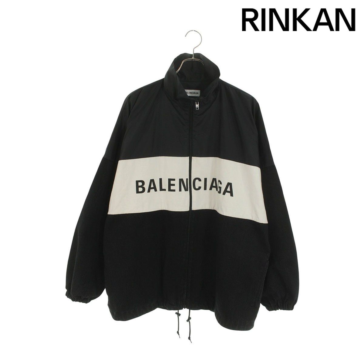 バレンシアガ 529213 TBQ 03 ロゴプリントデニム切り替えポプリンシャツブルゾン メンズ 34