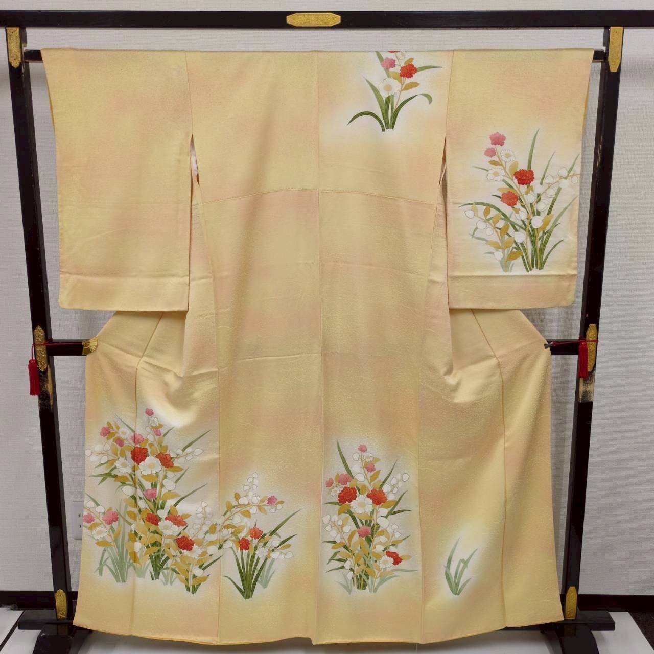 付け下げ 正絹 裄64.5 紋なし 美しい染めの花 袷 着物 MK-1722 - メルカリ