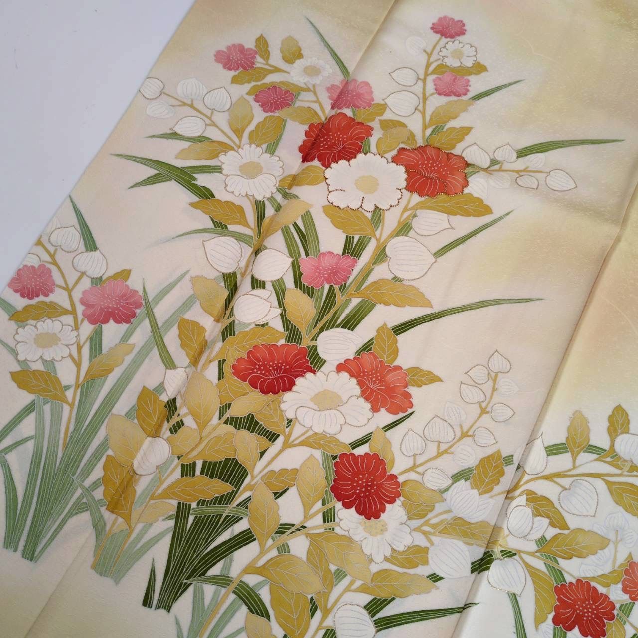 付け下げ 正絹 裄64.5 紋なし 美しい染めの花 袷 着物 MK-1722 - メルカリ