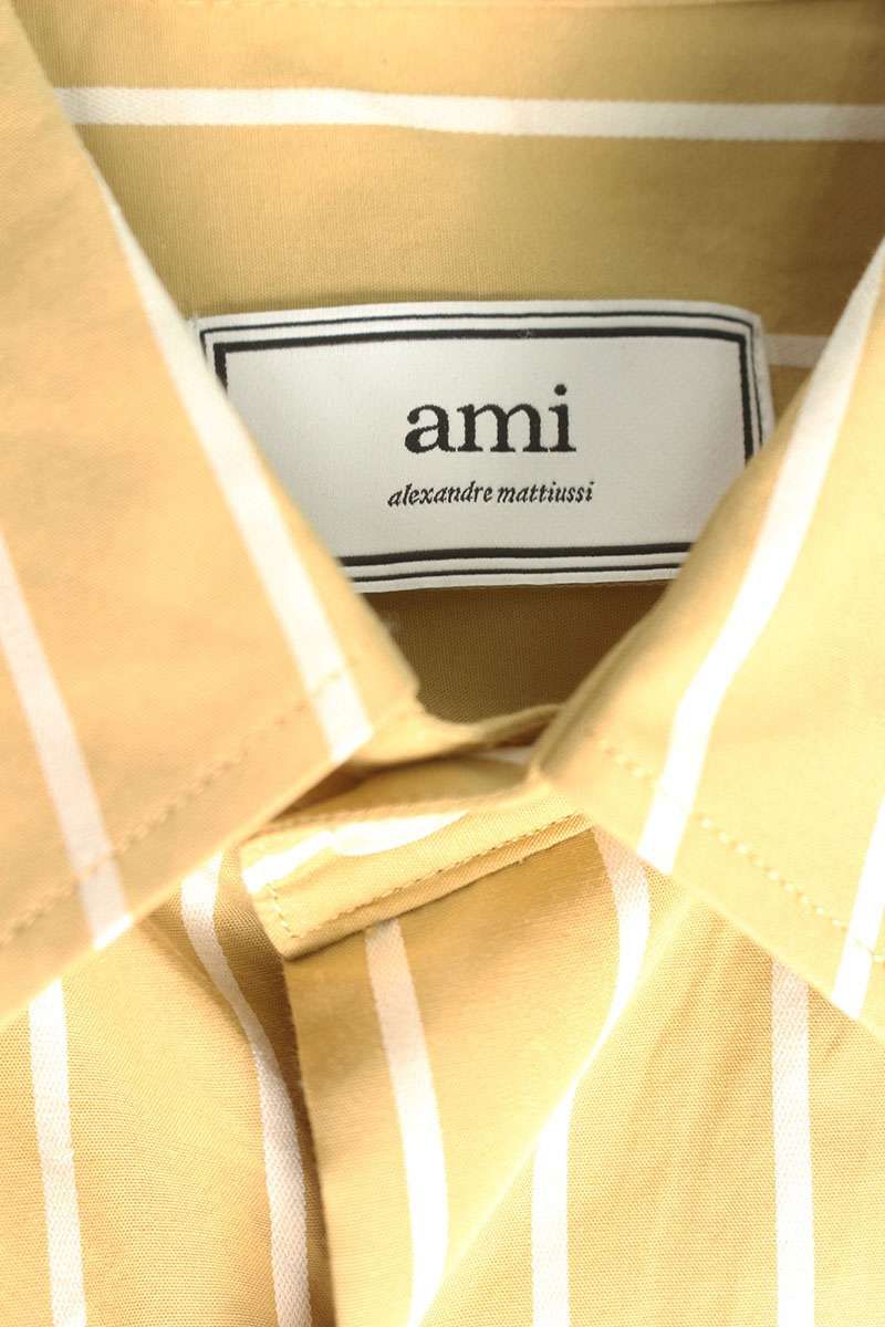 AMI Alexandre Mattiussi / 半袖シャツ/M/コットン/BEG/ストライプ/E19C208.418 アミアレクサンドルマテュッシ E19C208.418 オーバーサイズストライプ