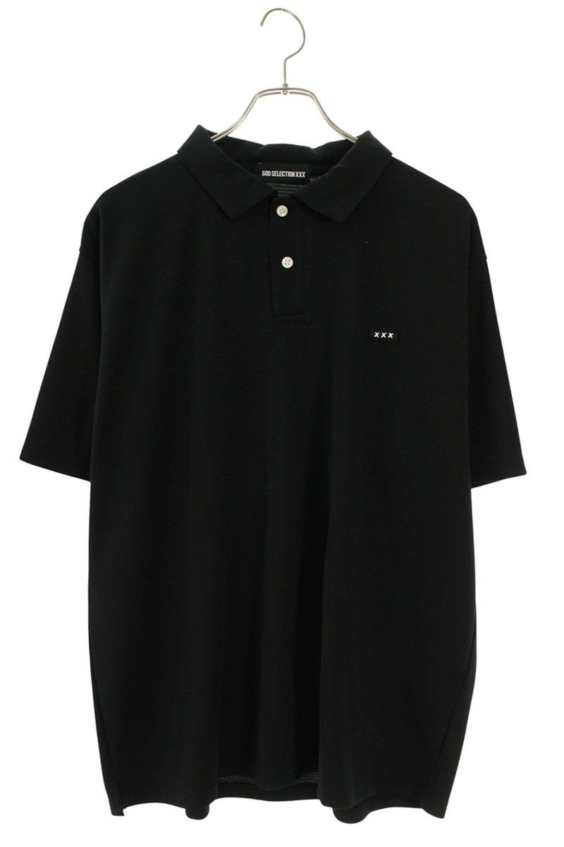 GOD SELECTION XXX ロゴ刺繍　ポロシャツ　ブラック ゴッドセレクショントリプルエックス ロゴ刺繍半袖ポロシャツ メンズ L