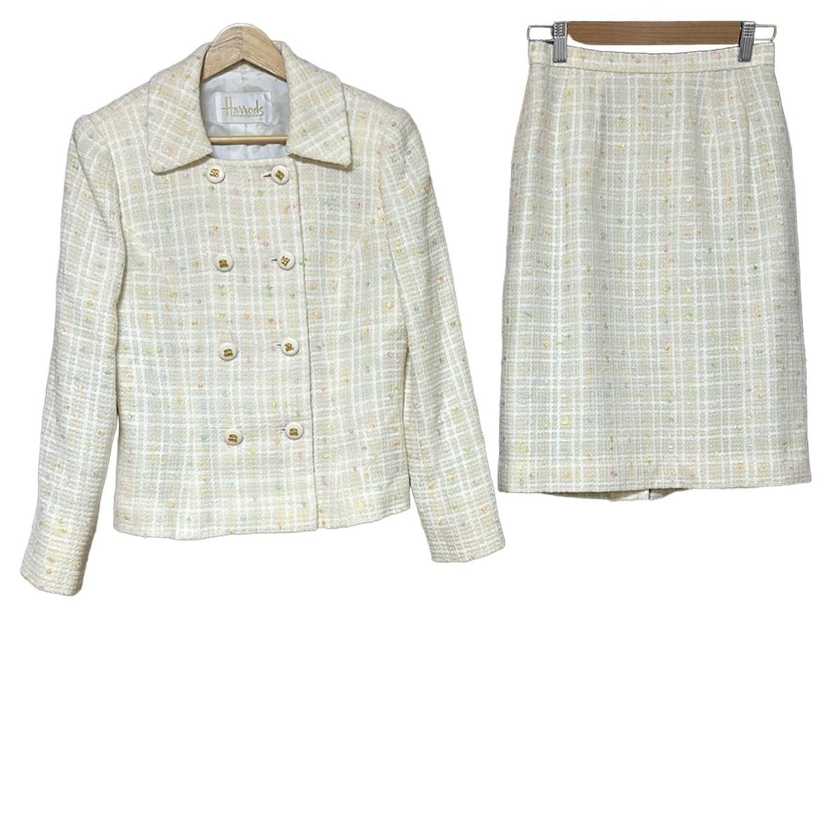 HARRODS(ハロッズ) スカートスーツ レディース - アイボリー×白×マルチ