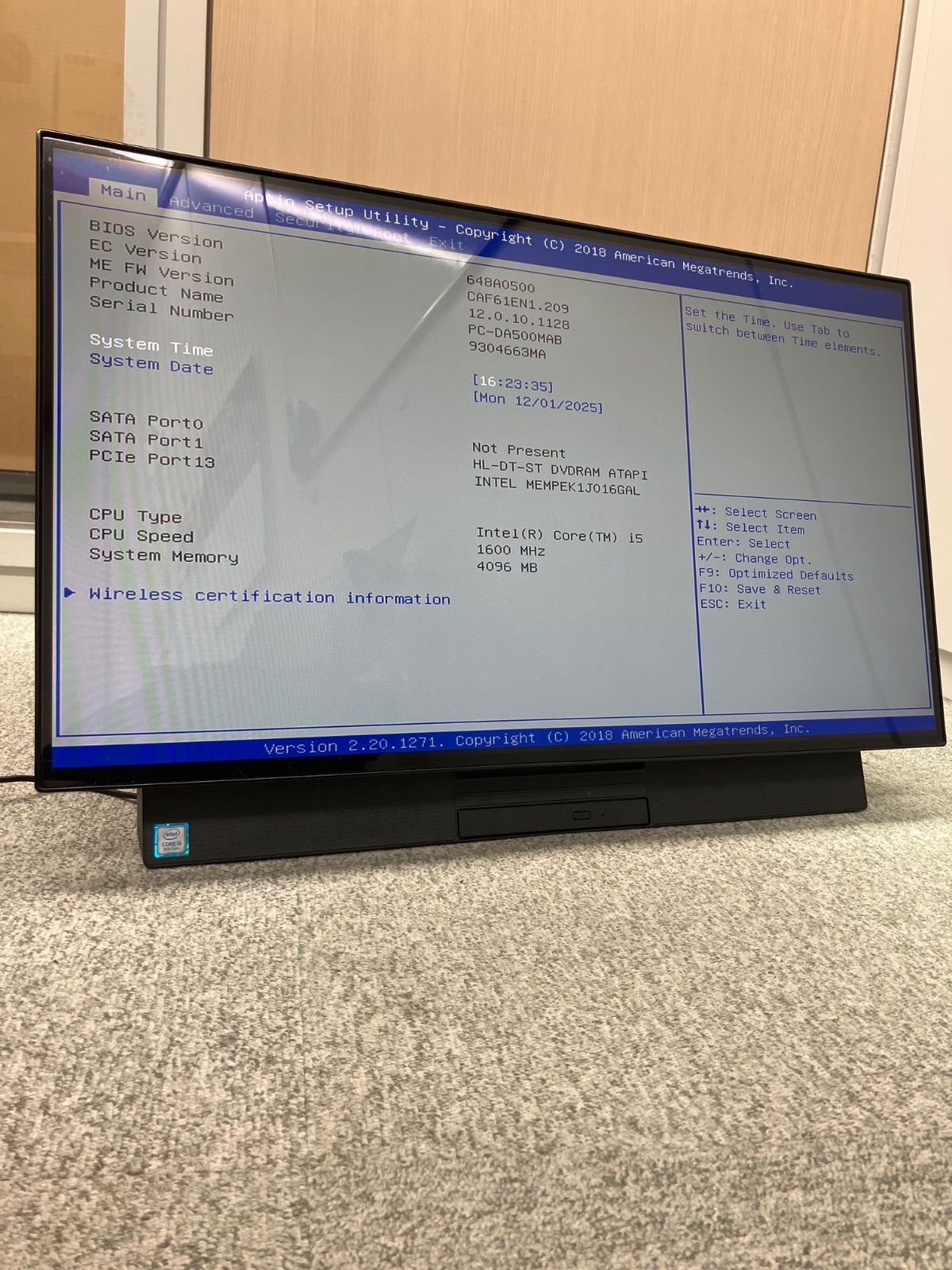 【SALE，最新作】 ジャンク NEC PC-DA500MAB 第8世代 CORE i5 黒 BK 一体型PC Windowsデスクトップ