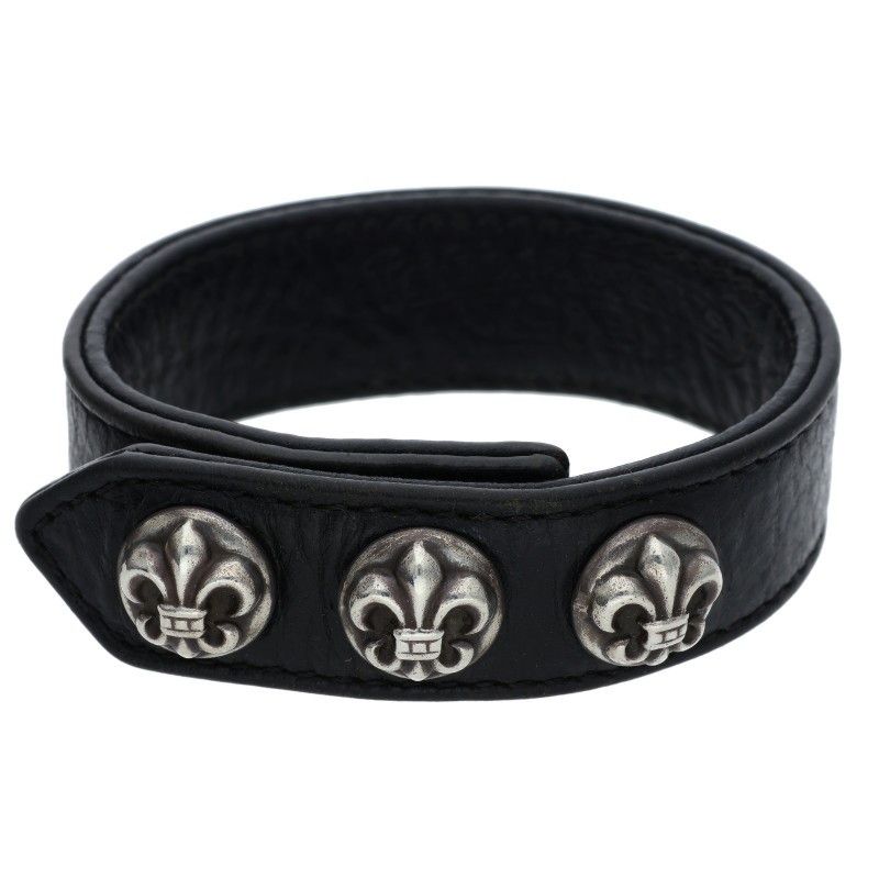クロムハーツ 3BTN/2SNP/BSフレア3ボタン2スナップ レザーブレスレット