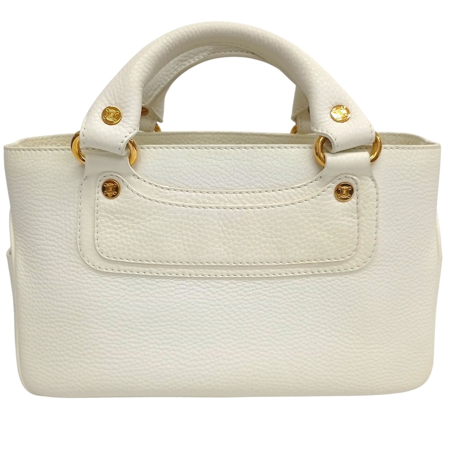 CELINE セリーヌ ブギー ハンドバッグ ホワイト レザー 【】JA-25535 
