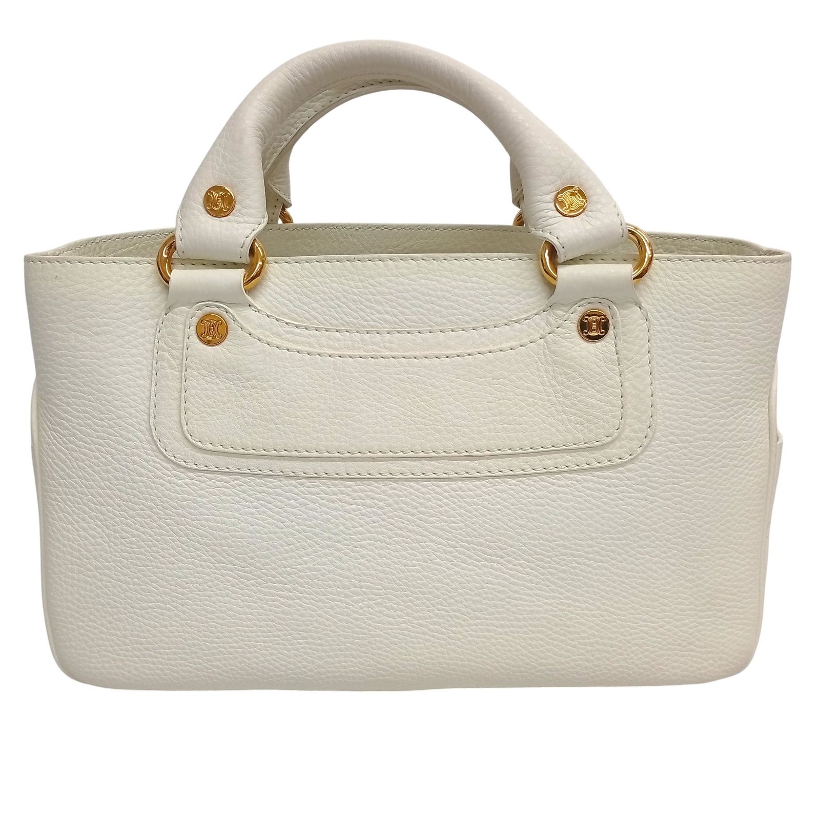 CELINE セリーヌ ブギー ハンドバッグ ホワイト レザー 【中古】JA