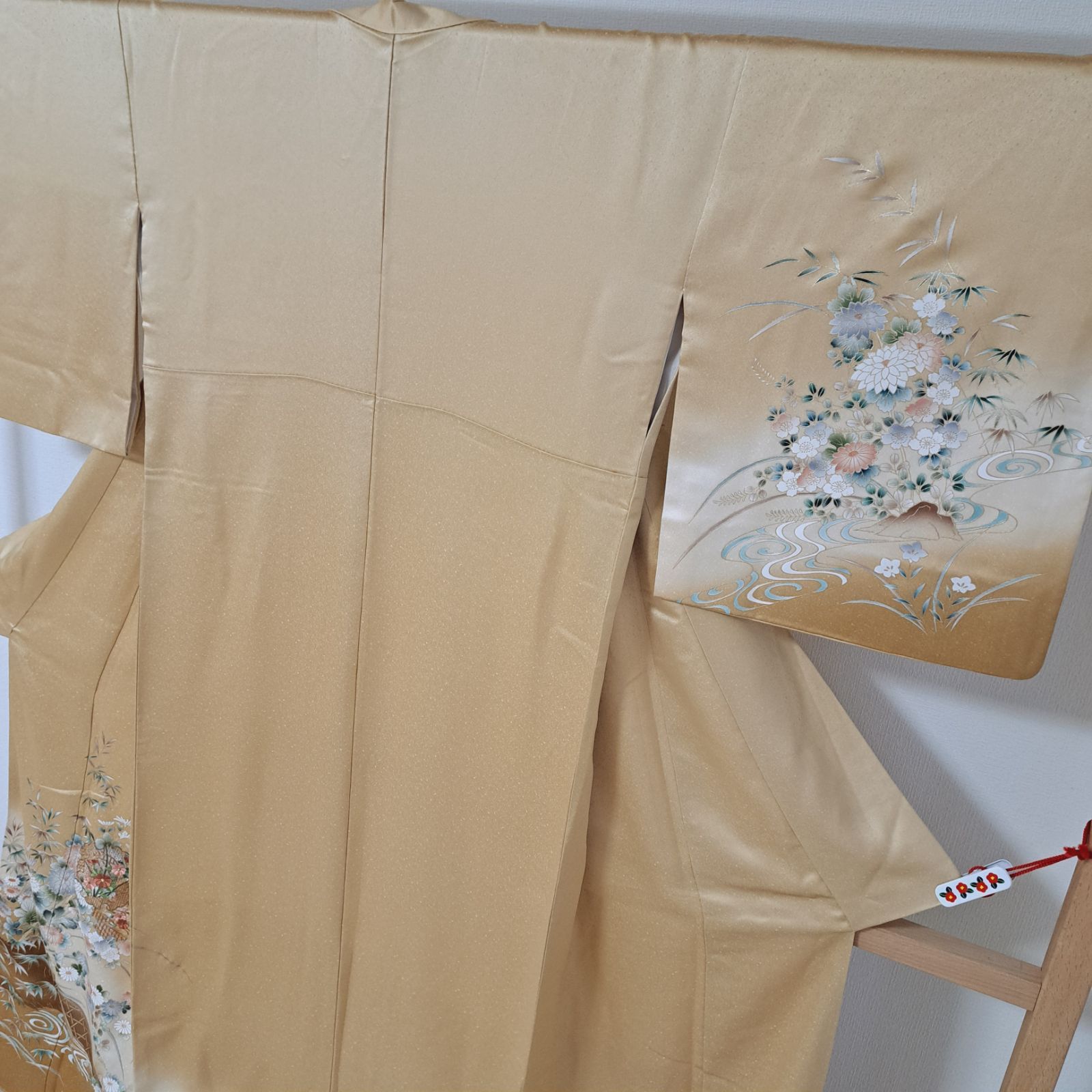 訪問着】裄67 身丈166 袖49 美品！さが美謹製 正絹 袷 ゴールド系色地