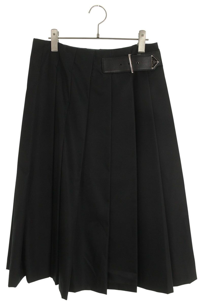 プラダ 21 X 922 RE NYLONトライアングルロゴベルトプリーツスカート レディース 38 ベーシックカラー その他 