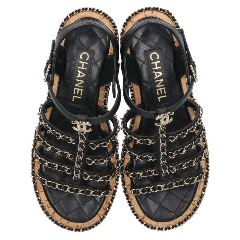 シャネル チェーンコルクソールサンダル レディース 36.5 - メルカリ