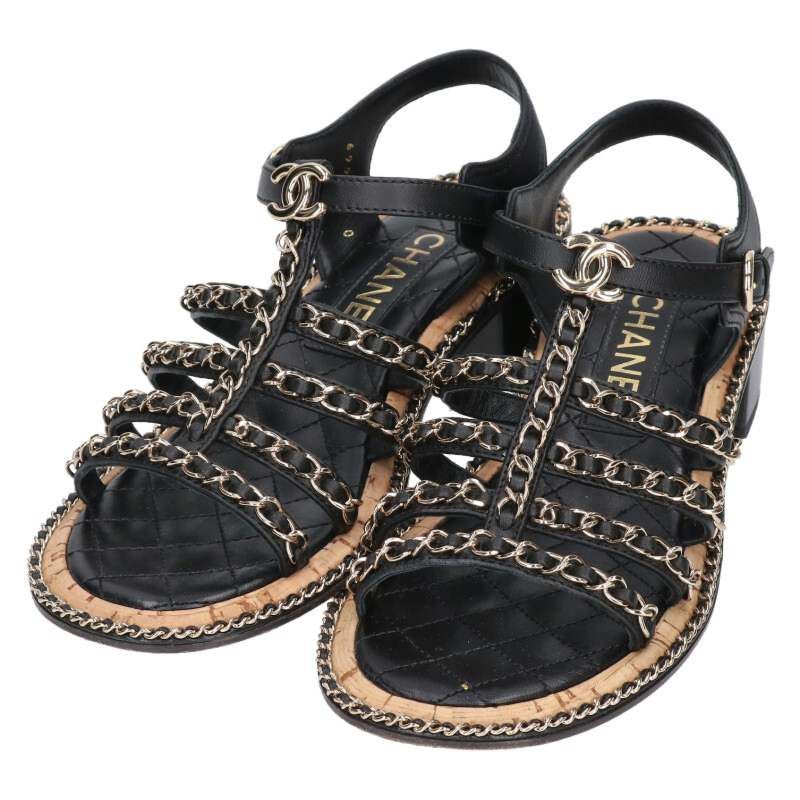 シャネル チェーンコルクソールサンダル レディース 36.5 - メルカリ